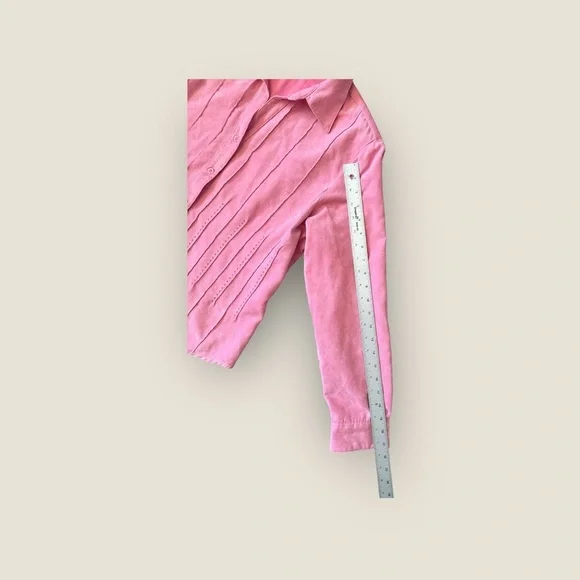 Lemon Grass Petite Faux Suede Button Down Shirt Jacket Pink Women’s PXL - Picture 7 of 9